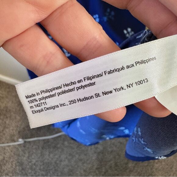 Eloquii Blue Floral Peplum Midi Dress Womens 20 Long Sleeve Modest Casual Boho - Picture 6 of 8